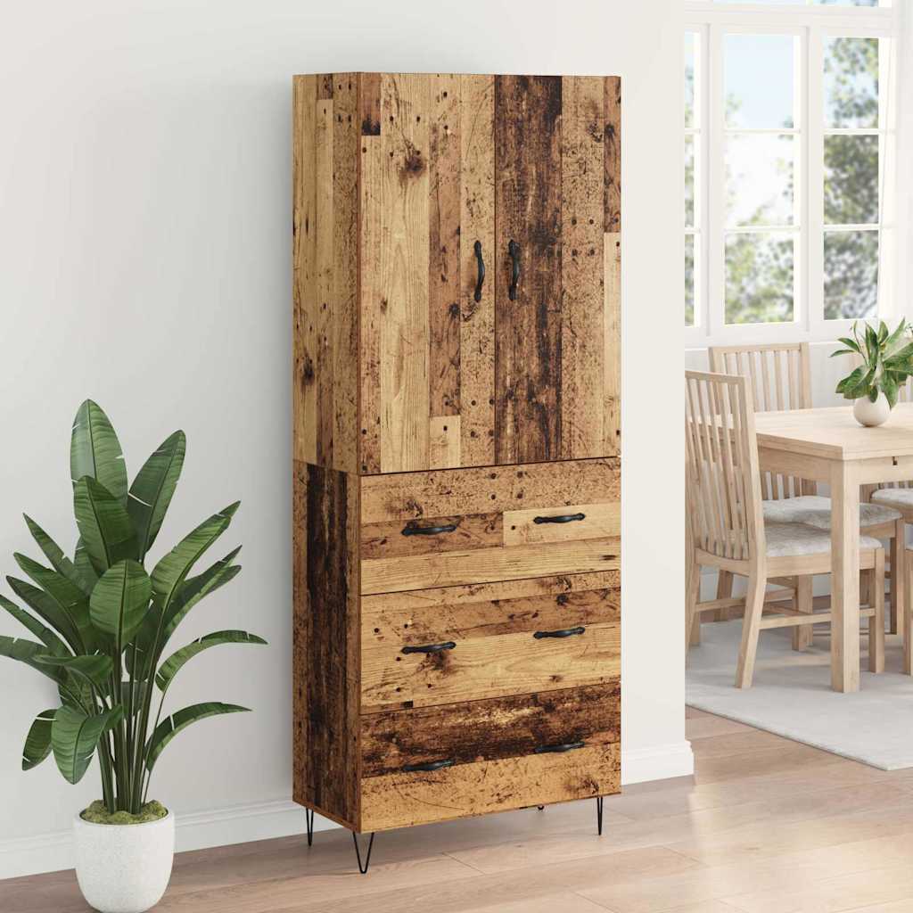 Highboard 2 stk. Gammelt træ 69,5 x 34 x 180 cm Konstrueret træ
