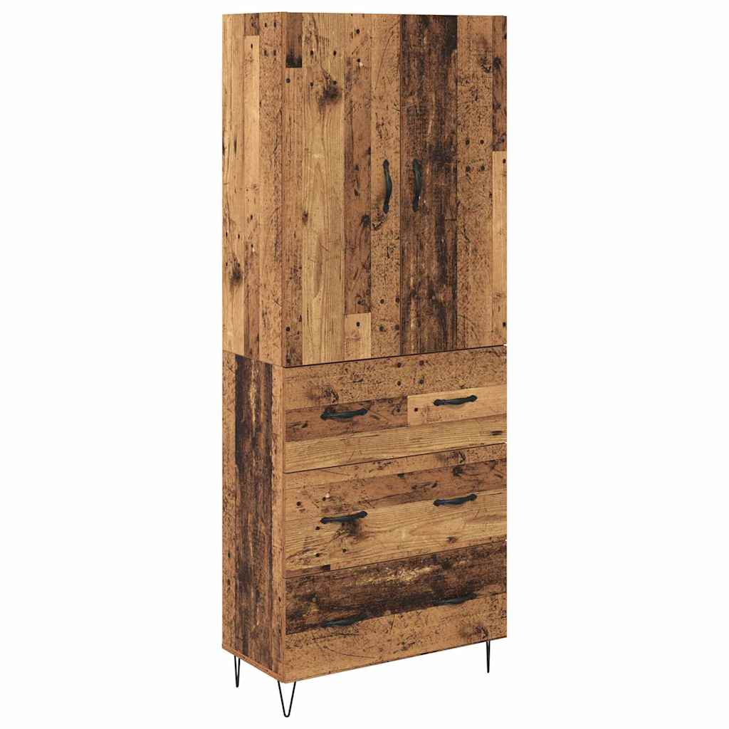 Highboard 2 stk. Gammelt træ 69,5 x 34 x 180 cm Konstrueret træ