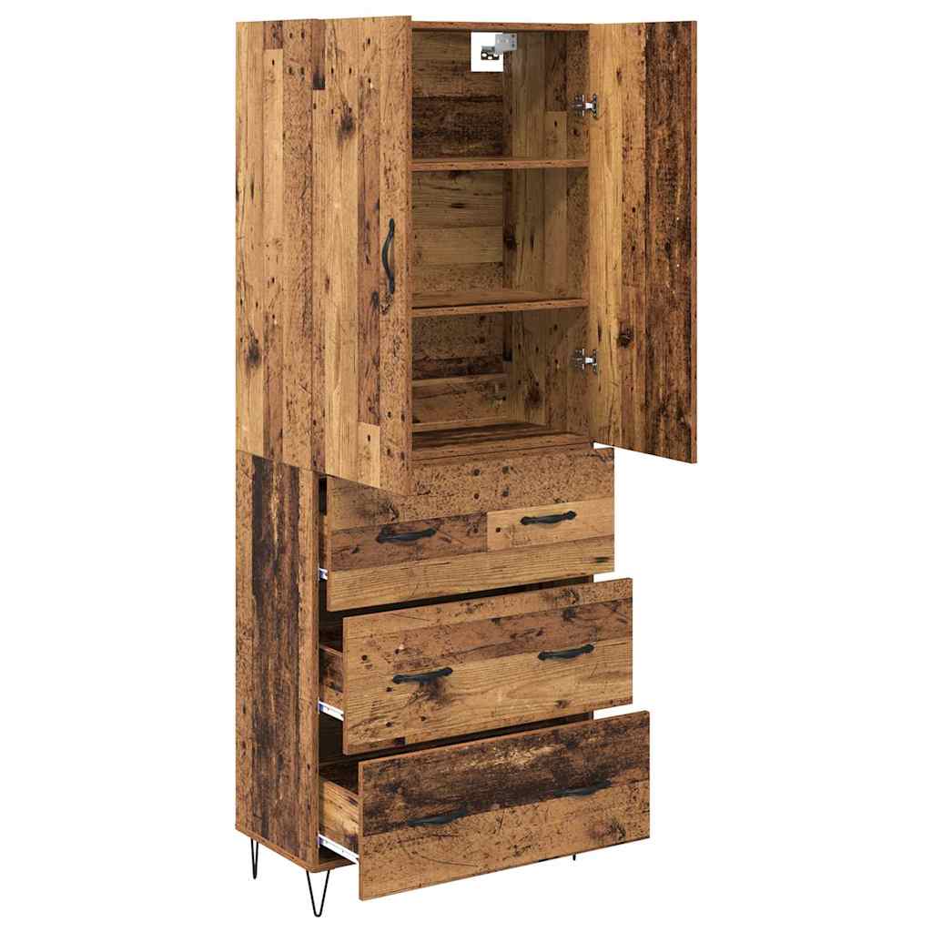 Highboard 2 stk. Gammelt træ 69,5 x 34 x 180 cm Konstrueret træ