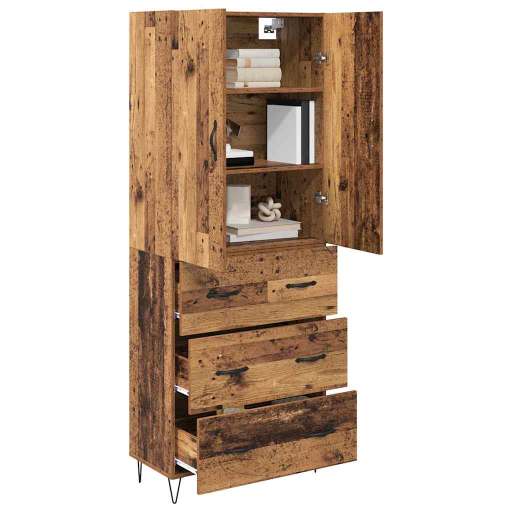Highboard 2 stk. Gammelt træ 69,5 x 34 x 180 cm Konstrueret træ