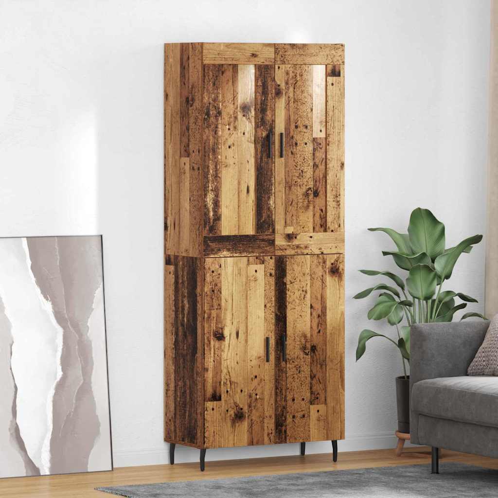 Highboard 2 stk. Gammelt træ 69,5 x 34 x 180 cm Konstrueret træ