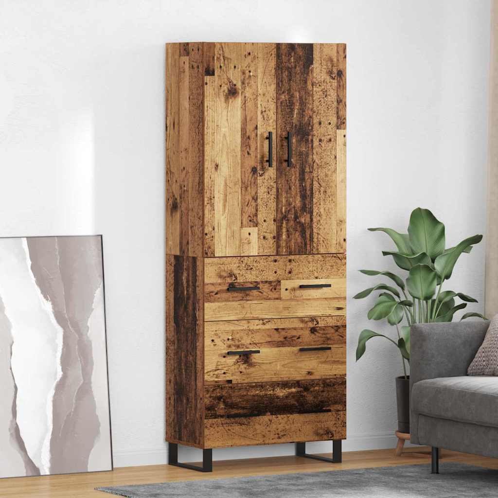 Highboard 2 stk. Gammelt træ 69,5 x 34 x 180 cm