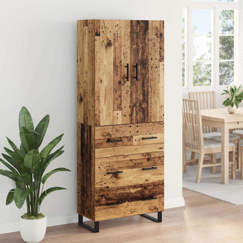 Highboard 2 stk. Gammelt træ 69,5 x 34 x 180 cm