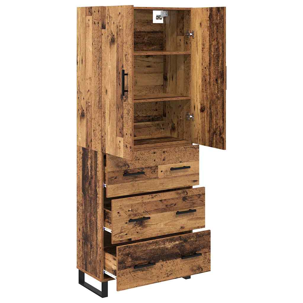 Highboard 2 stk. Gammelt træ 69,5 x 34 x 180 cm