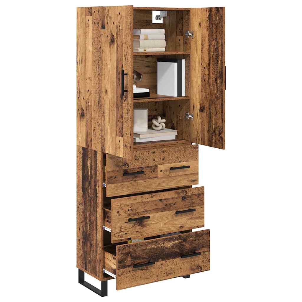 Highboard 2 stk. Gammelt træ 69,5 x 34 x 180 cm