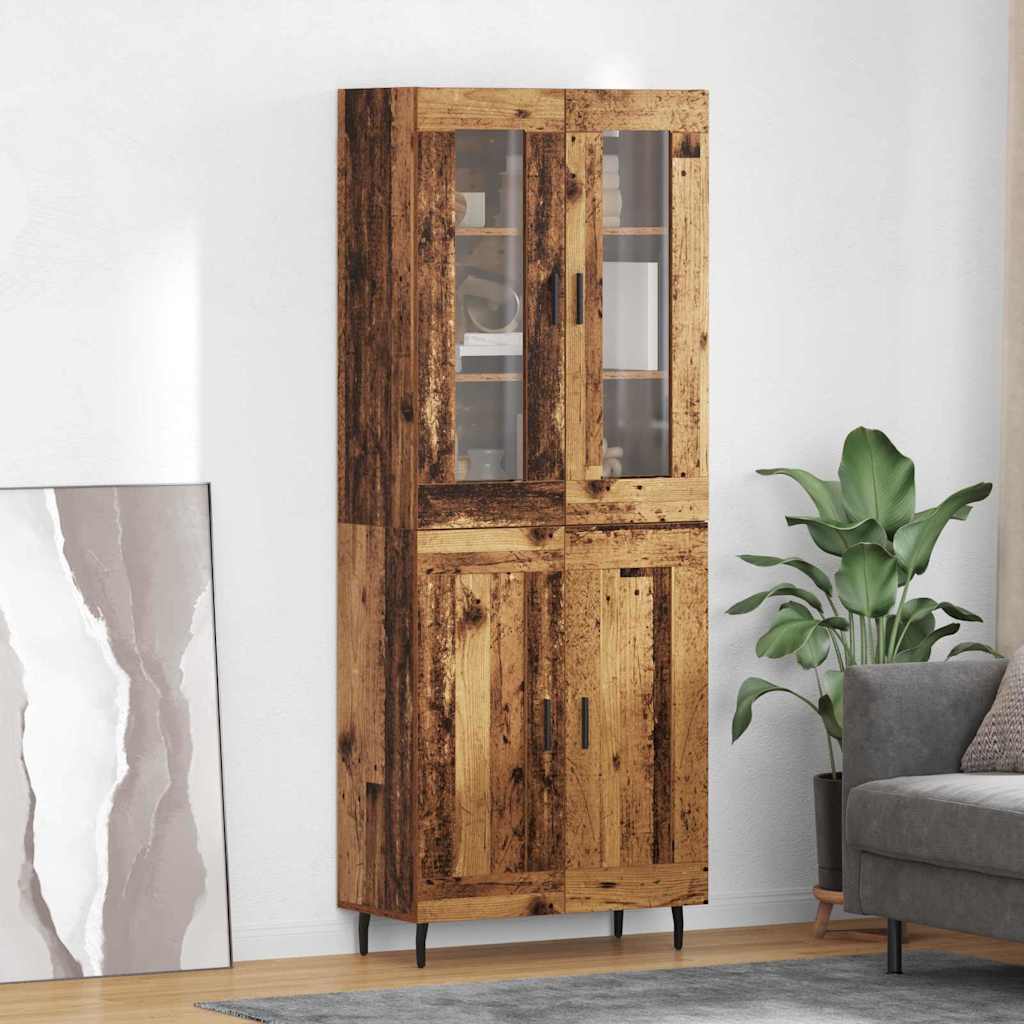 Highboard 2 stk. Gammelt træ 69,5 x 34 x 180 cm Konstrueret træ