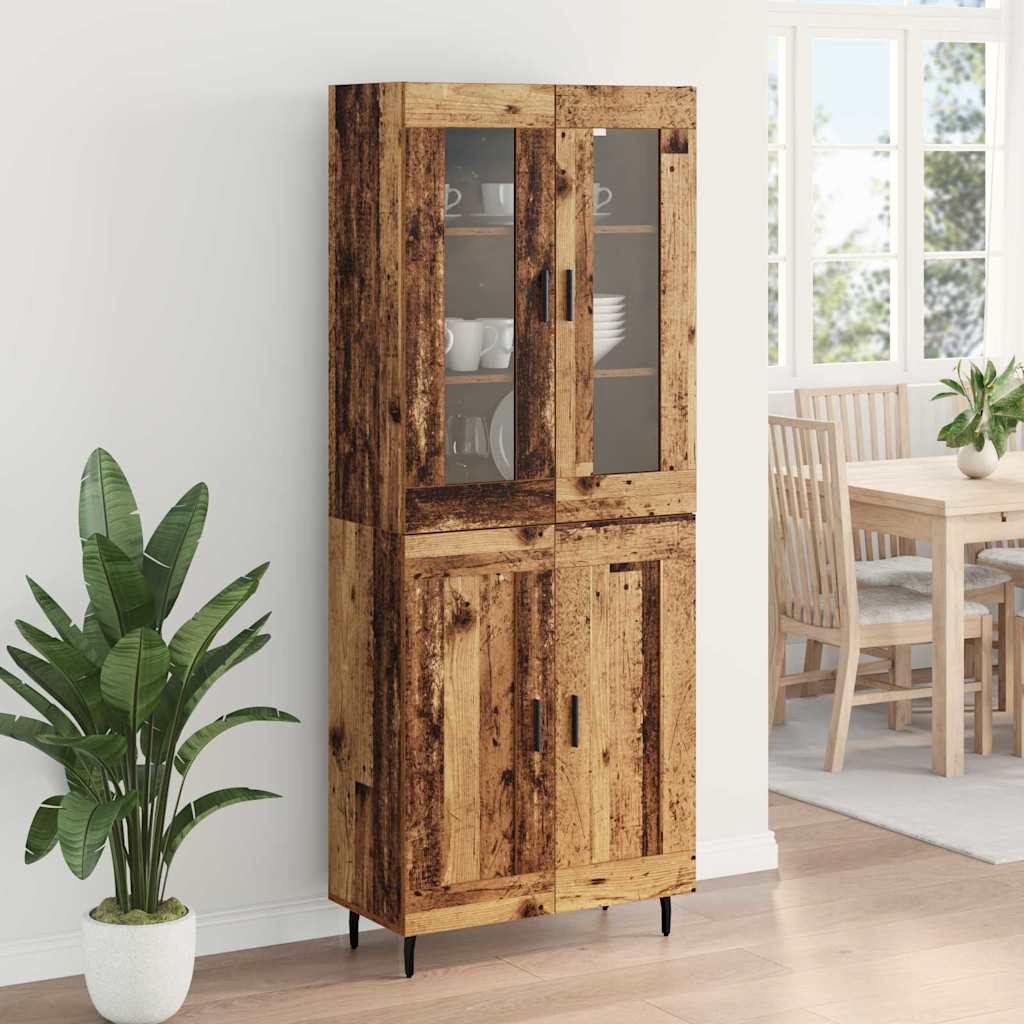 Highboard 2 stk. Gammelt træ 69,5 x 34 x 180 cm Konstrueret træ