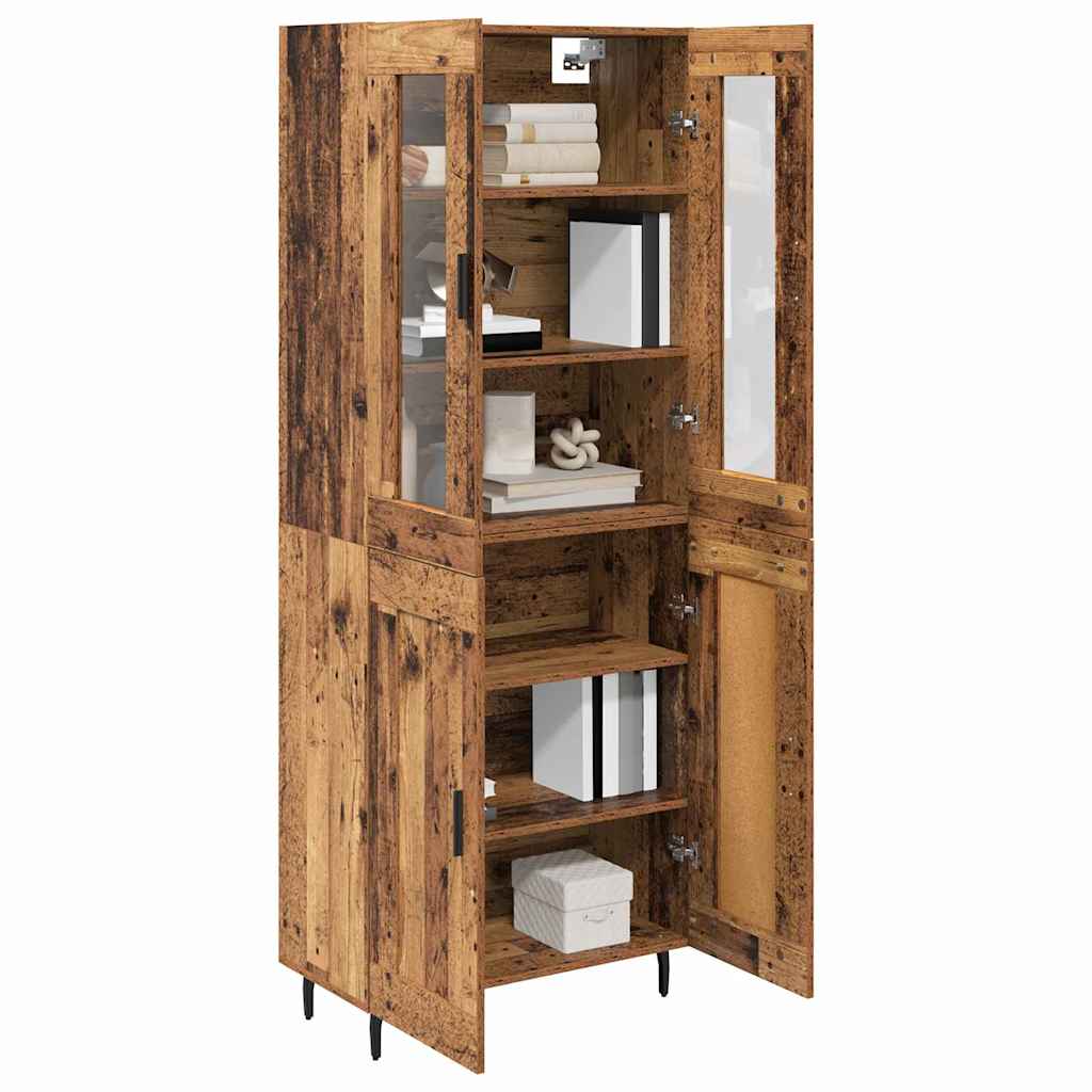 Highboard 2 stk. Gammelt træ 69,5 x 34 x 180 cm Konstrueret træ