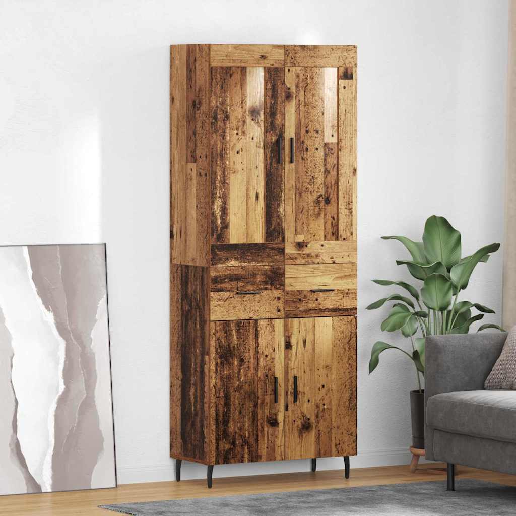 Highboard 2 stk. Gammelt træ 69,5 x 34 x 180 cm Konstrueret træ