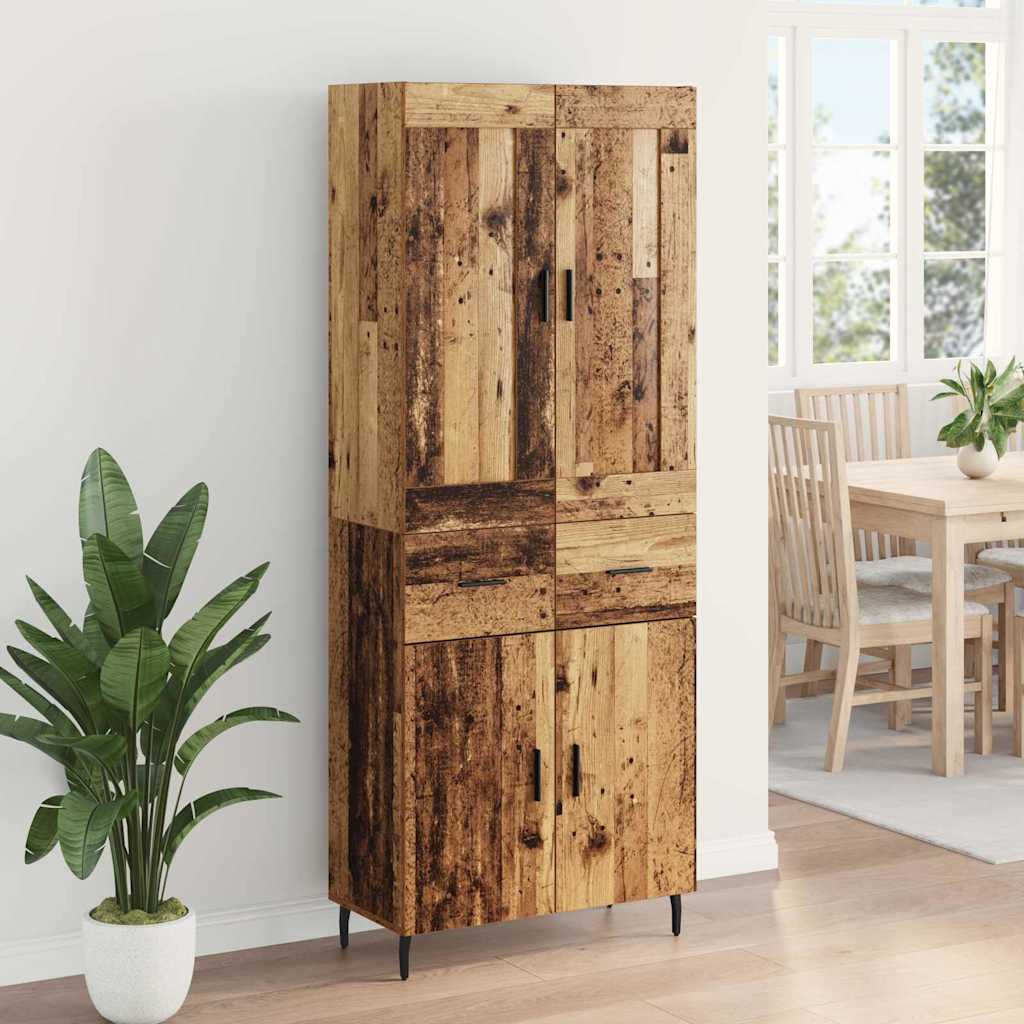 Highboard 2 stk. Gammelt træ 69,5 x 34 x 180 cm Konstrueret træ