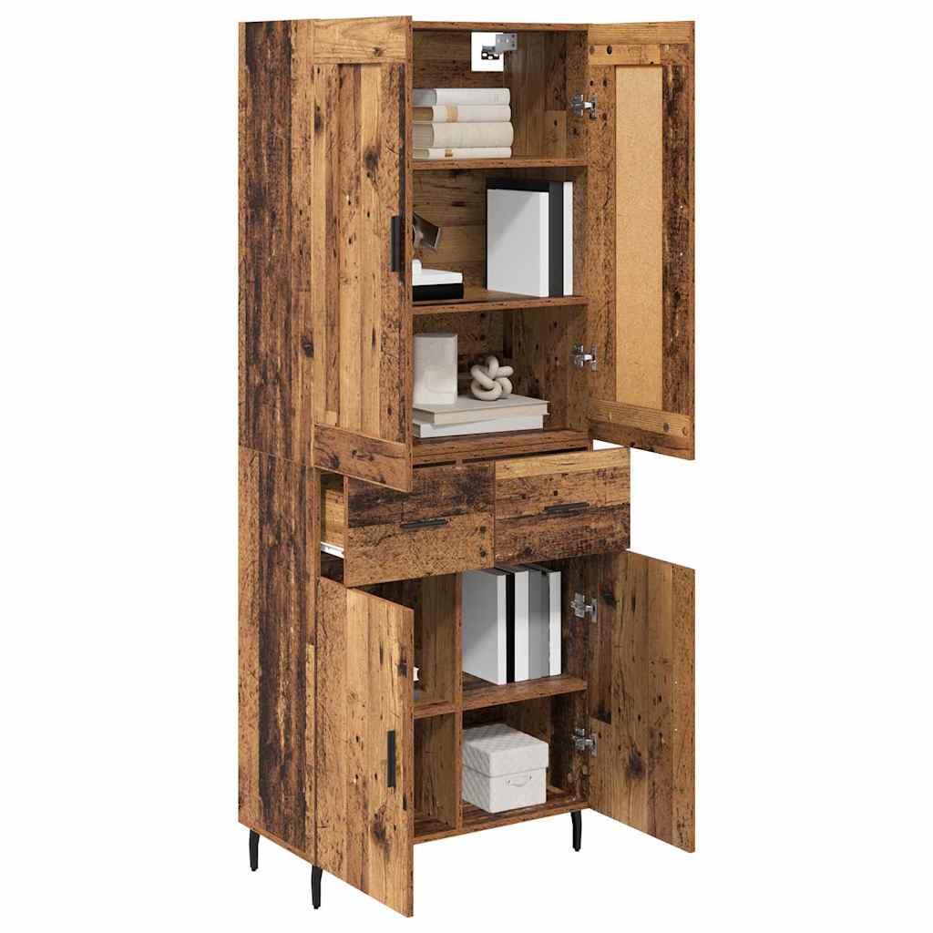Highboard 2 stk. Gammelt træ 69,5 x 34 x 180 cm Konstrueret træ