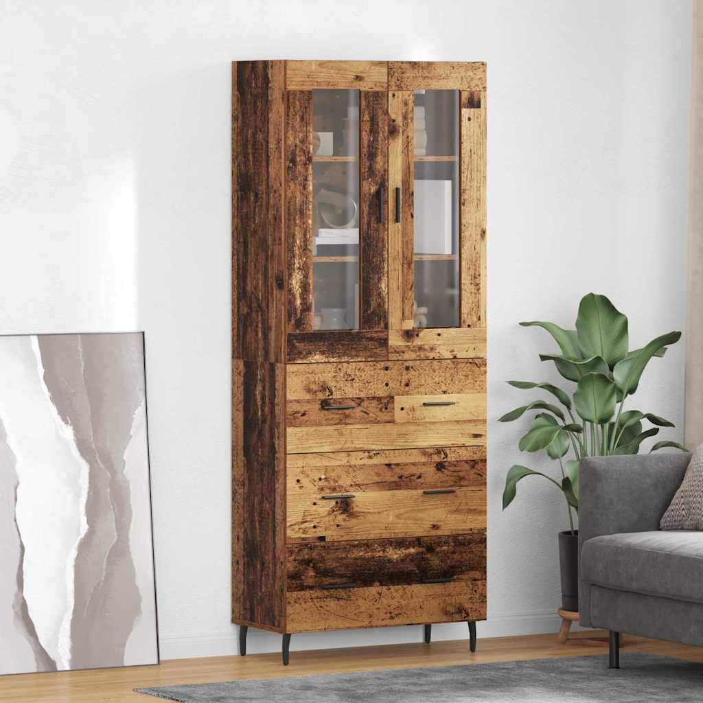 Highboard 2 stk. Gammelt træ 69,5 x 34 x 180 cm Konstrueret træ