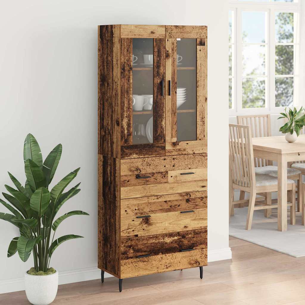 Highboard 2 stk. Gammelt træ 69,5 x 34 x 180 cm Konstrueret træ
