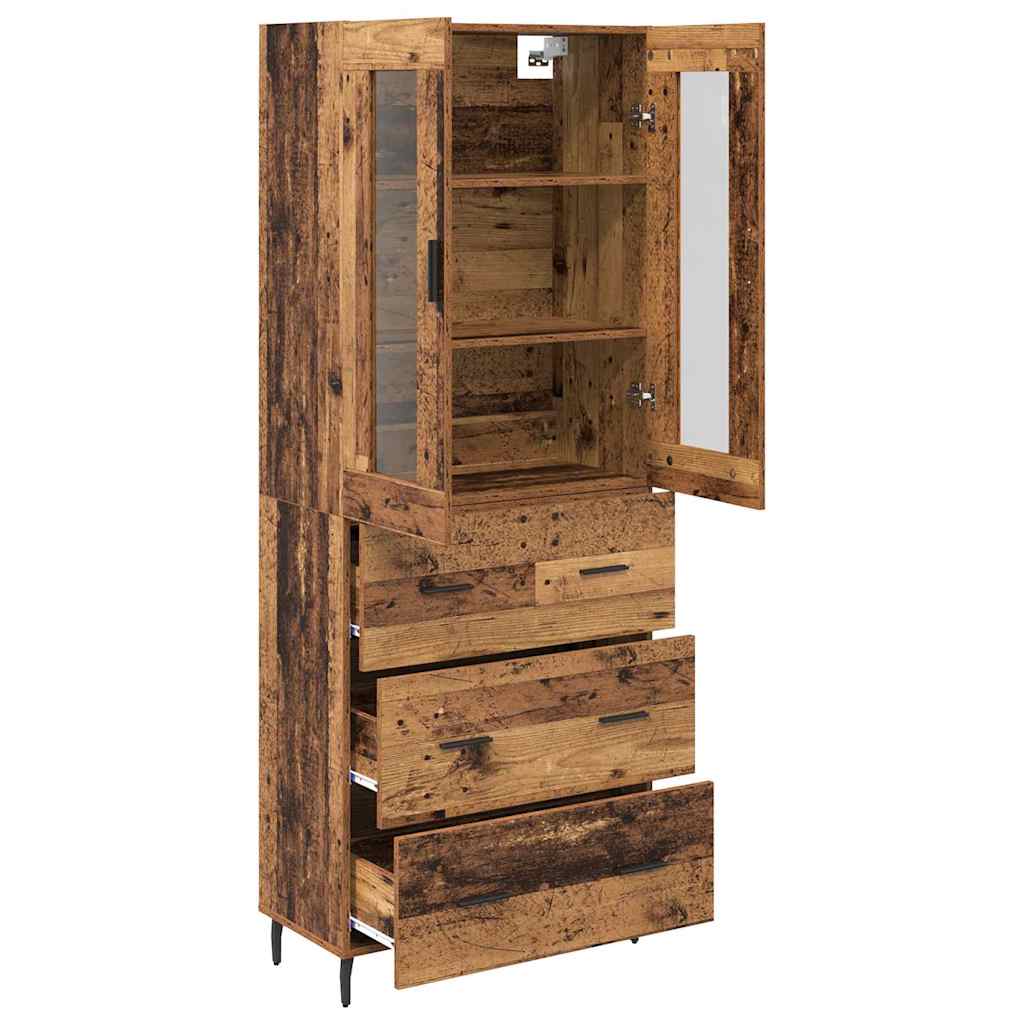 Highboard 2 stk. Gammelt træ 69,5 x 34 x 180 cm Konstrueret træ