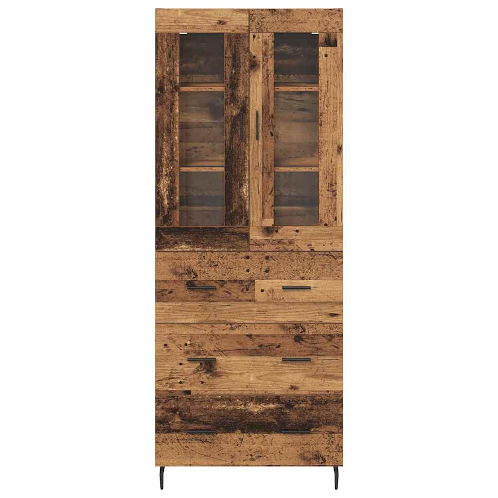 Highboard 2 stk. Gammelt træ 69,5 x 34 x 180 cm Konstrueret træ