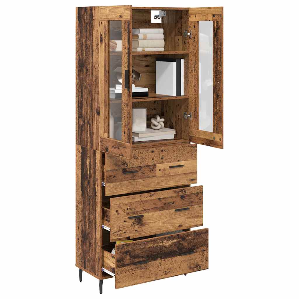 Highboard 2 stk. Gammelt træ 69,5 x 34 x 180 cm Konstrueret træ