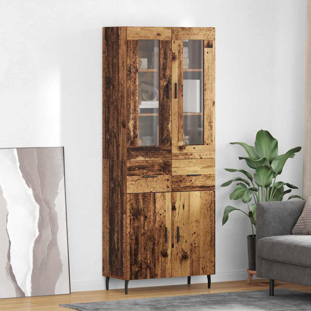 Highboard 2 stk. Gammelt træ 69,5 x 34 x 180 cm Konstrueret træ