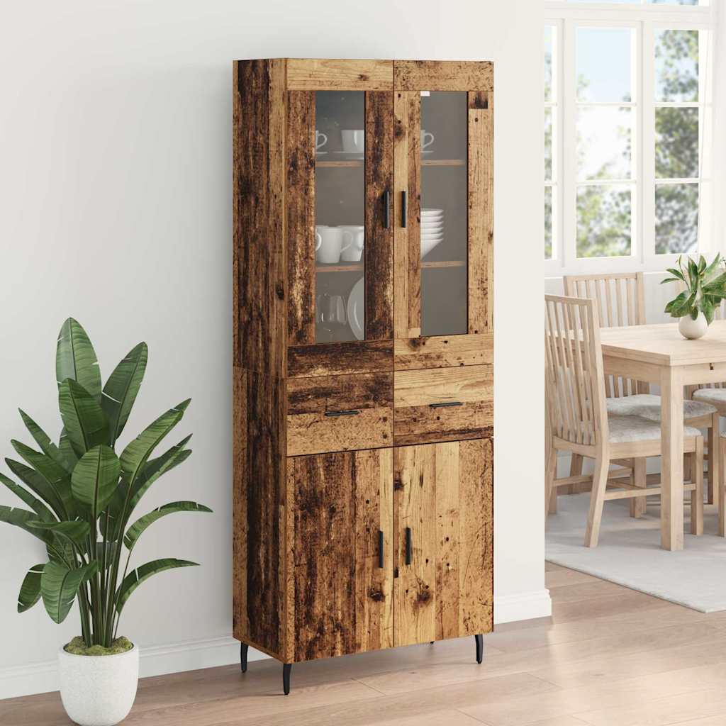 Highboard 2 stk. Gammelt træ 69,5 x 34 x 180 cm Konstrueret træ