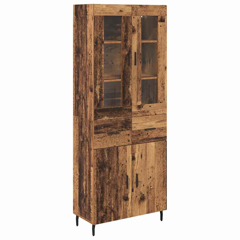 Highboard 2 stk. Gammelt træ 69,5 x 34 x 180 cm Konstrueret træ