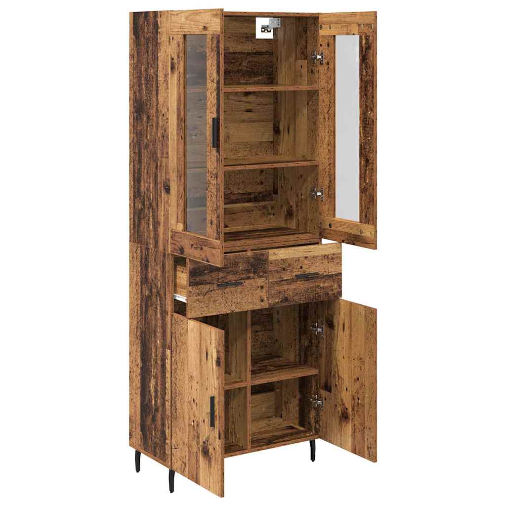 Highboard 2 stk. Gammelt træ 69,5 x 34 x 180 cm Konstrueret træ