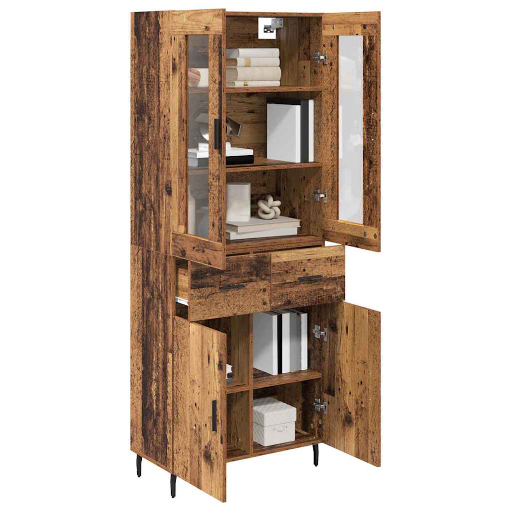 Highboard 2 stk. Gammelt træ 69,5 x 34 x 180 cm Konstrueret træ