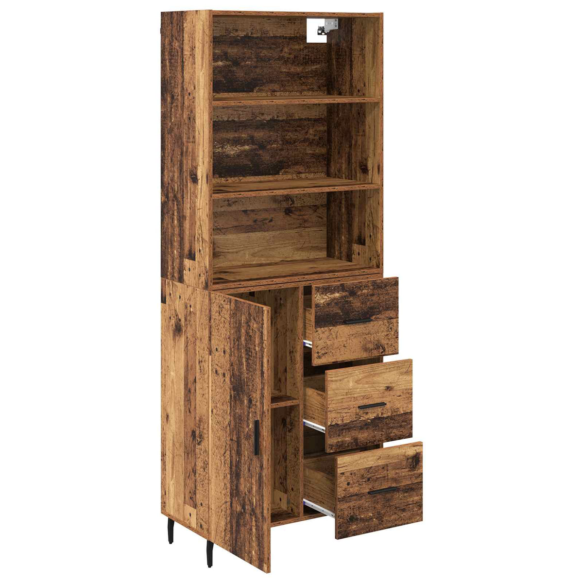 Highboard 2 stk. Gammelt træ 69,5 x 32,5 x 180 cm