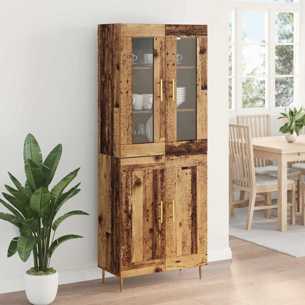 Highboard 2 stk. Gammelt træ 69,5 x 34 x 180 cm Konstrueret træ