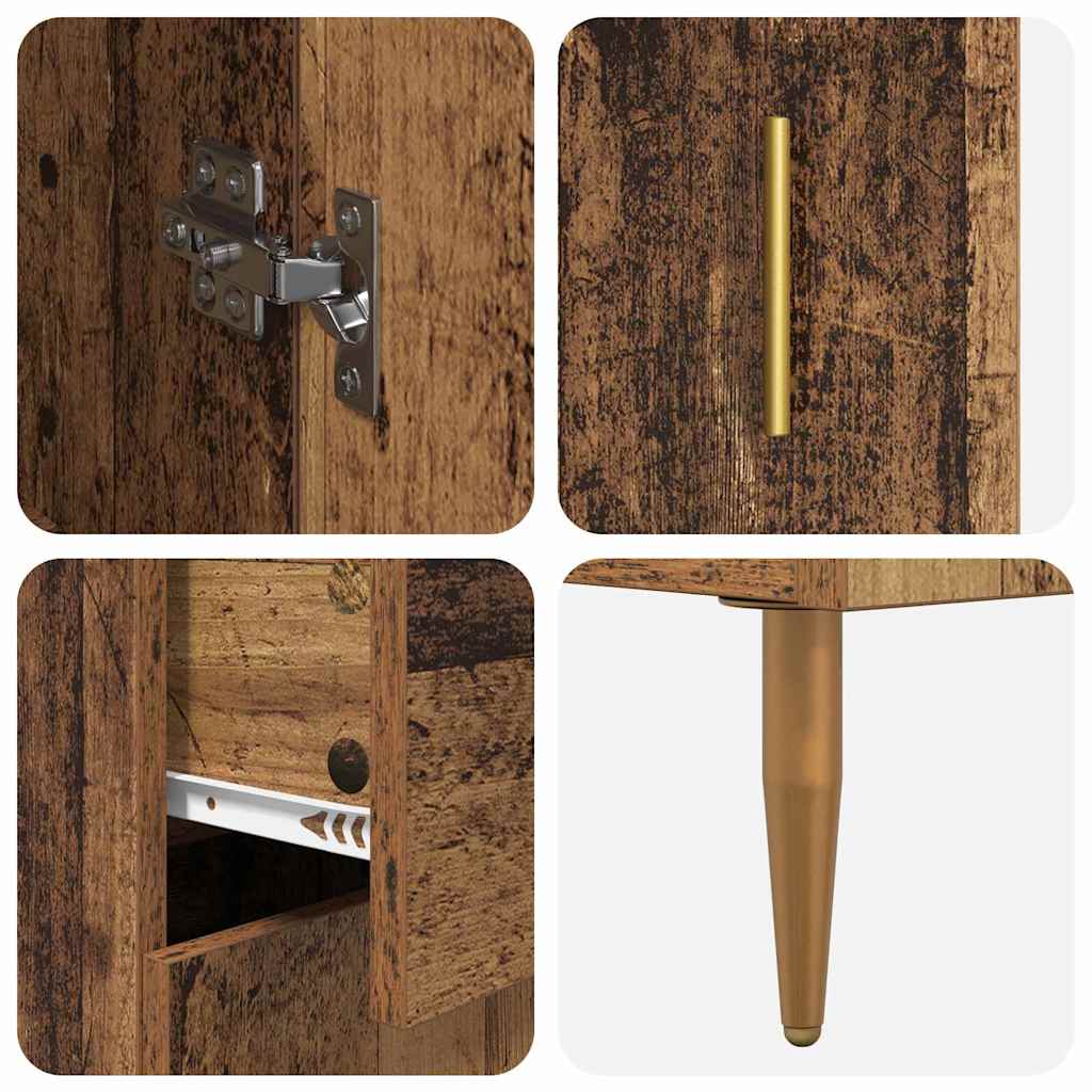 Highboard 2 stk. Gammelt træ 69,5 x 34 x 180 cm Konstrueret træ