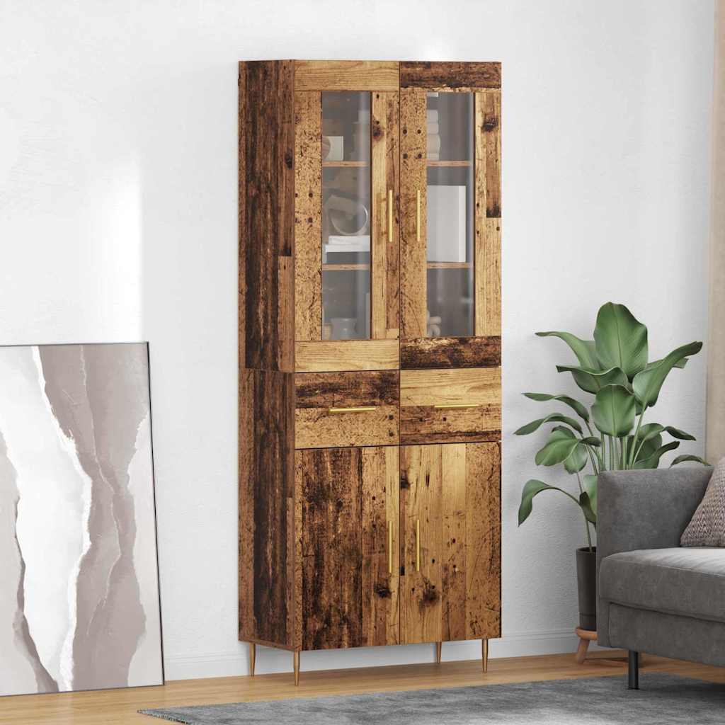 Highboard 2 stk. Gammelt træ 69,5 x 34 x 180 cm Konstrueret træ