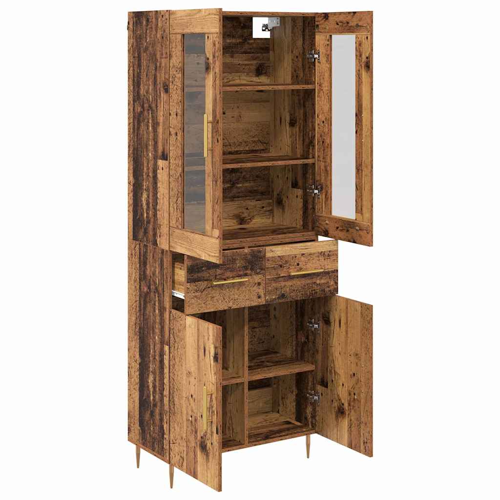 Highboard 2 stk. Gammelt træ 69,5 x 34 x 180 cm Konstrueret træ