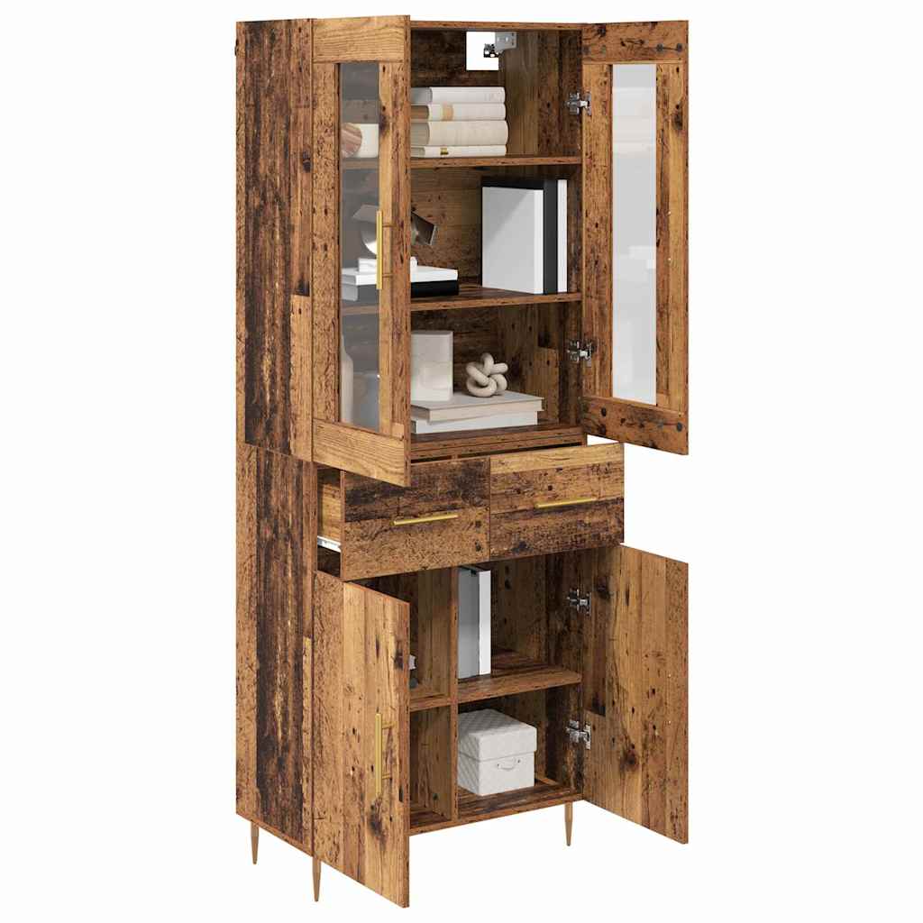 Highboard 2 stk. Gammelt træ 69,5 x 34 x 180 cm Konstrueret træ