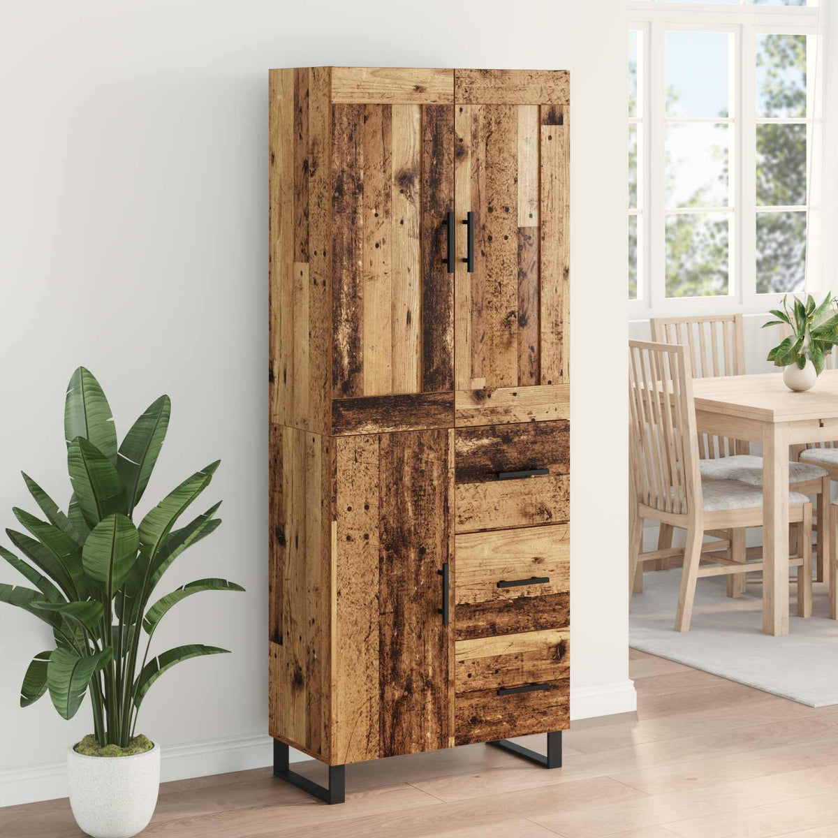 Highboard 2 stk. Gammelt træ 69,5 x 34 x 180 cm