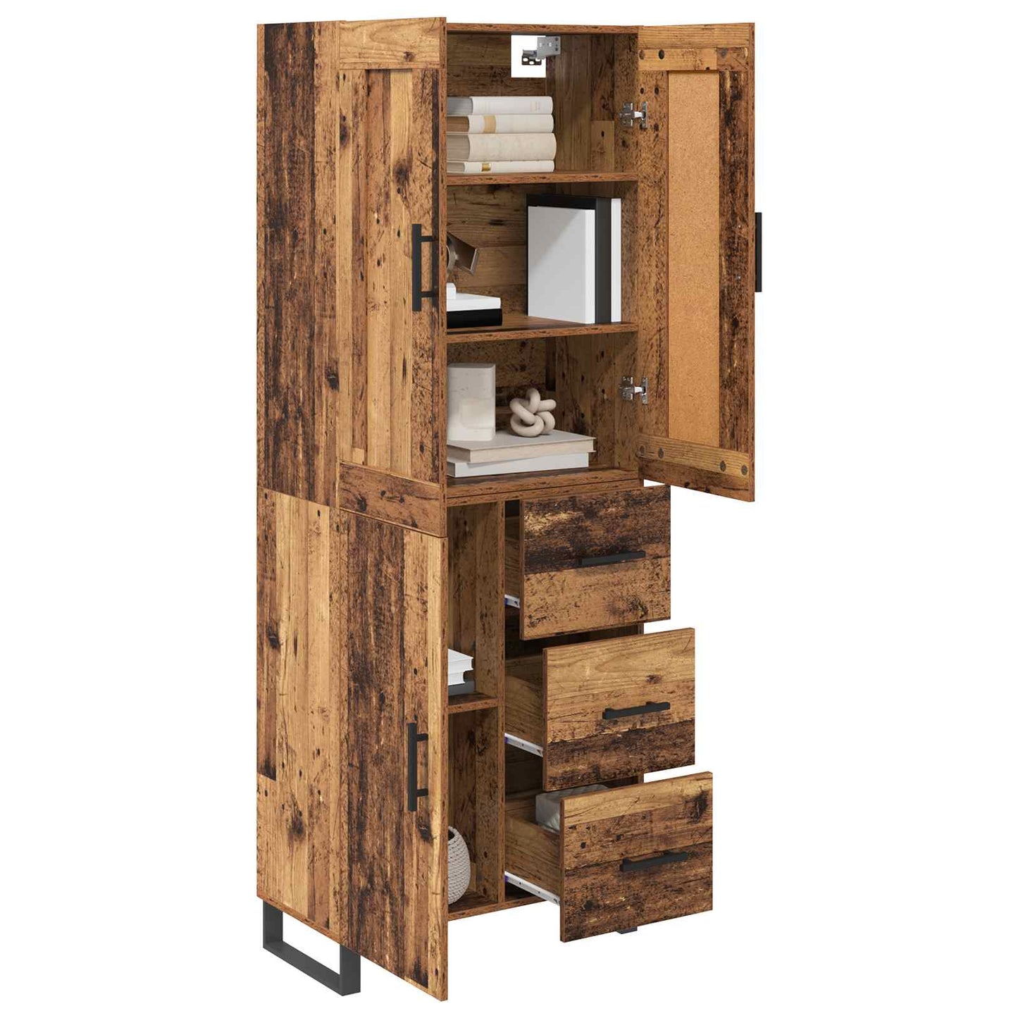 Highboard 2 stk. Gammelt træ 69,5 x 34 x 180 cm