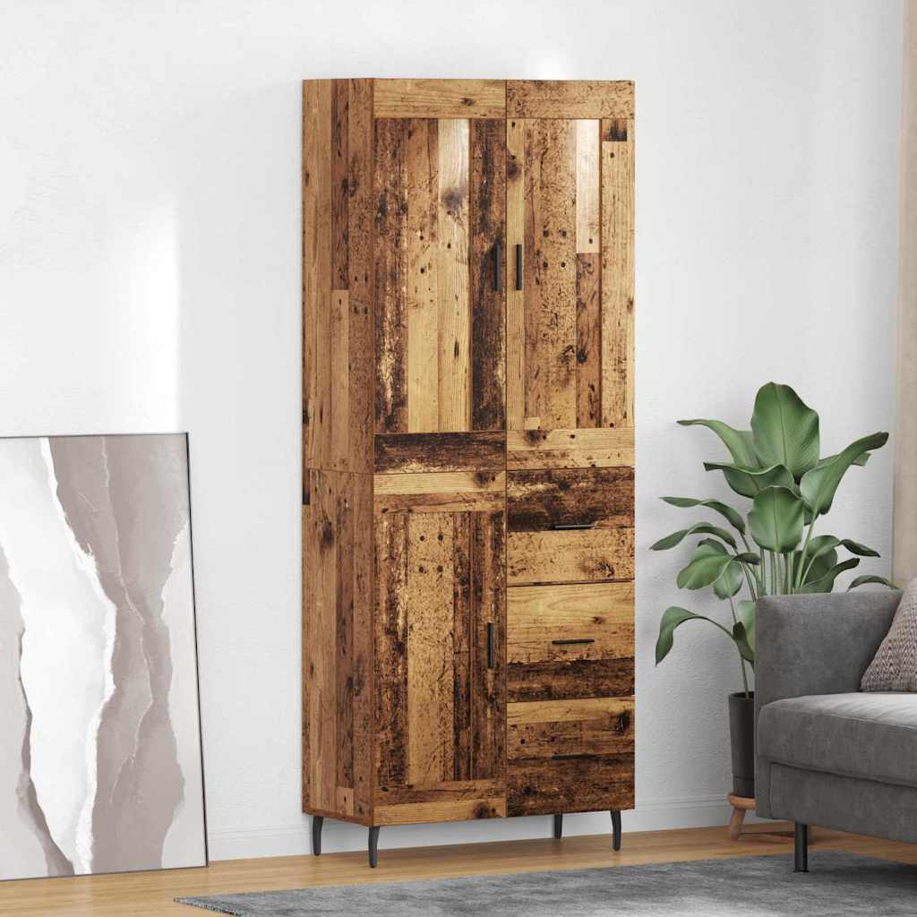 Highboard 2 stk. Gammelt træ 69,5 x 34 x 180 cm Konstrueret træ