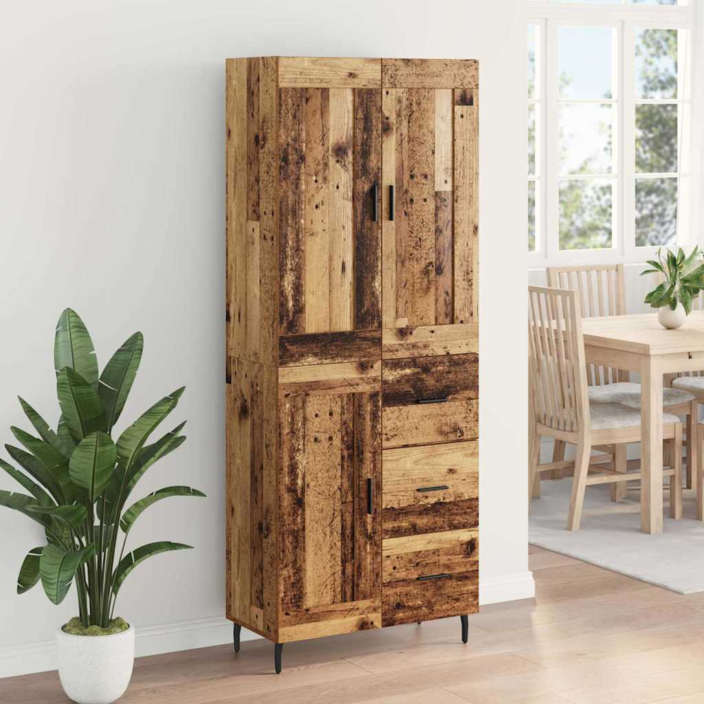 Highboard 2 stk. Gammelt træ 69,5 x 34 x 180 cm Konstrueret træ
