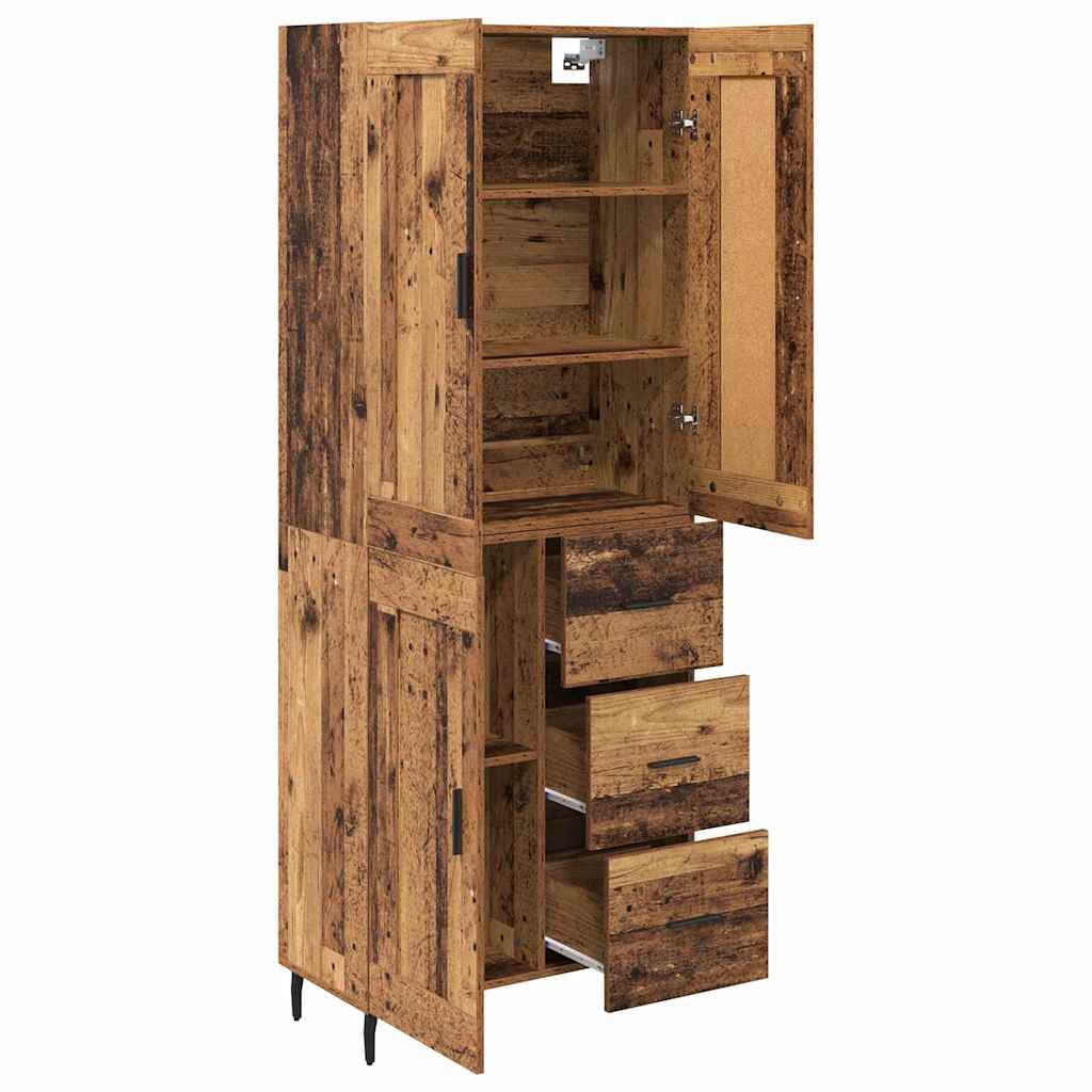 Highboard 2 stk. Gammelt træ 69,5 x 34 x 180 cm Konstrueret træ