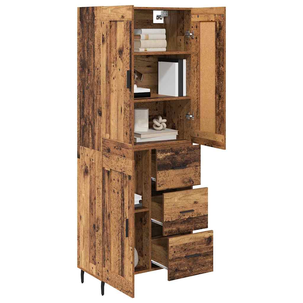 Highboard 2 stk. Gammelt træ 69,5 x 34 x 180 cm Konstrueret træ