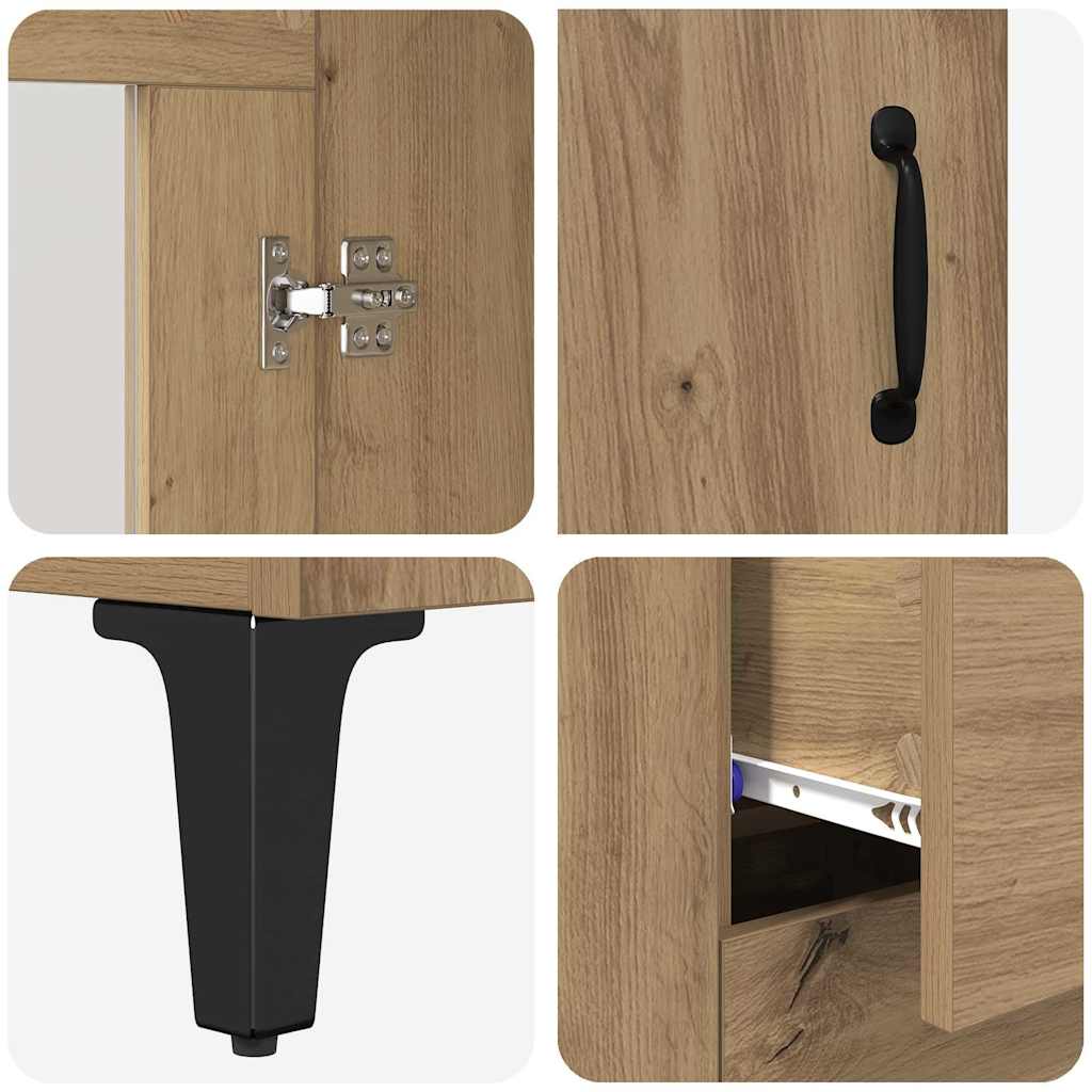 Highboard Artisan Egetræ 69,5 x 34 x 180 cm Konstrueret træ