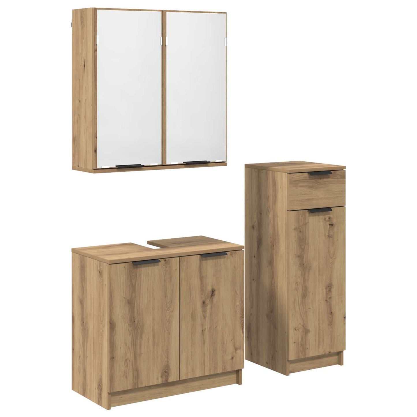 Badeværelsesmøbel sæt 3 stk. Artisan Egetræ 64,5 x 33,5 x 59 cm