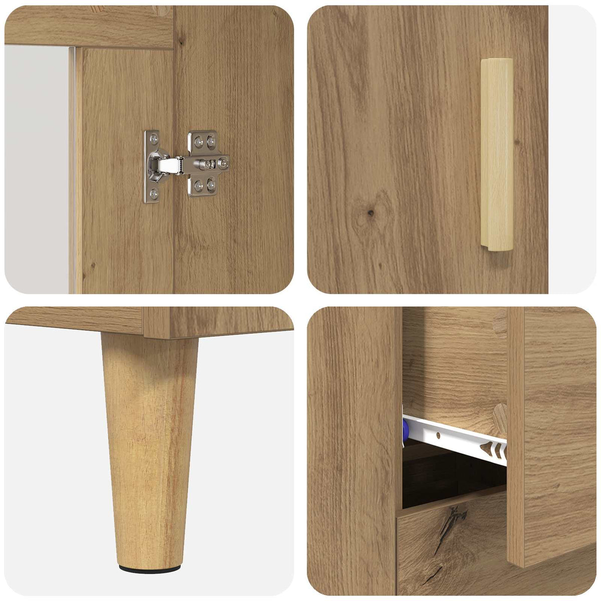 Highboard Artisan Egetræ 69,5 x 34 x 180 cm Konstrueret træ