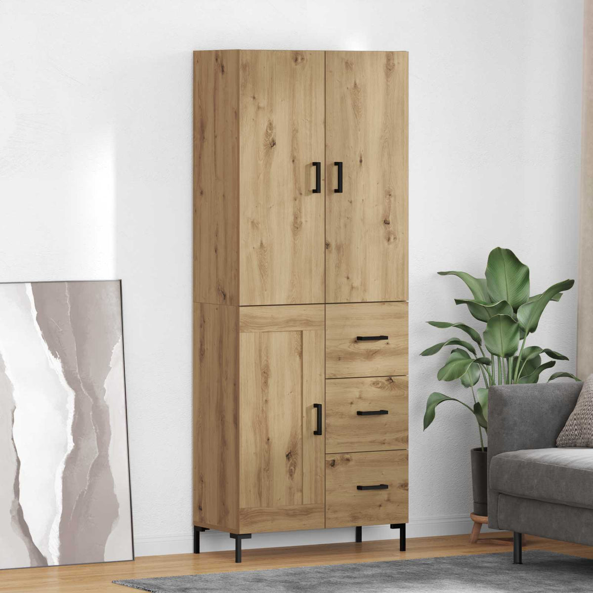 Highboard Artisan Egetræ 69,5 x 34 x 180 cm Konstrueret træ