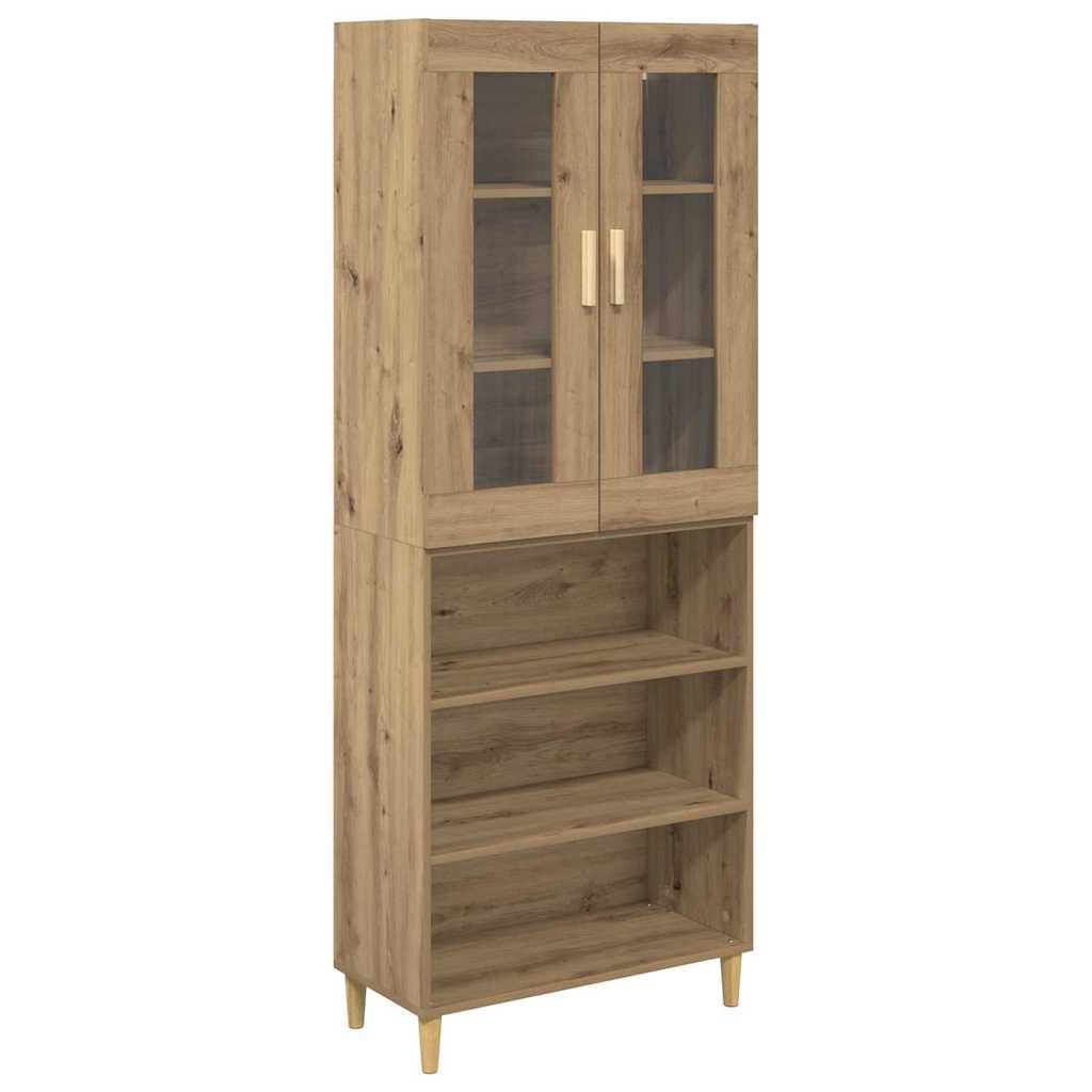 Highboard Artisan Egetræ 69,5 x 34 x 180 cm Ingeniørtræ og glas