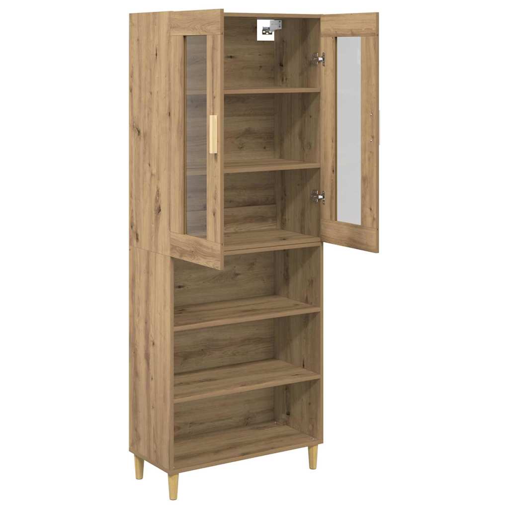 Highboard Artisan Egetræ 69,5 x 34 x 180 cm Ingeniørtræ og glas