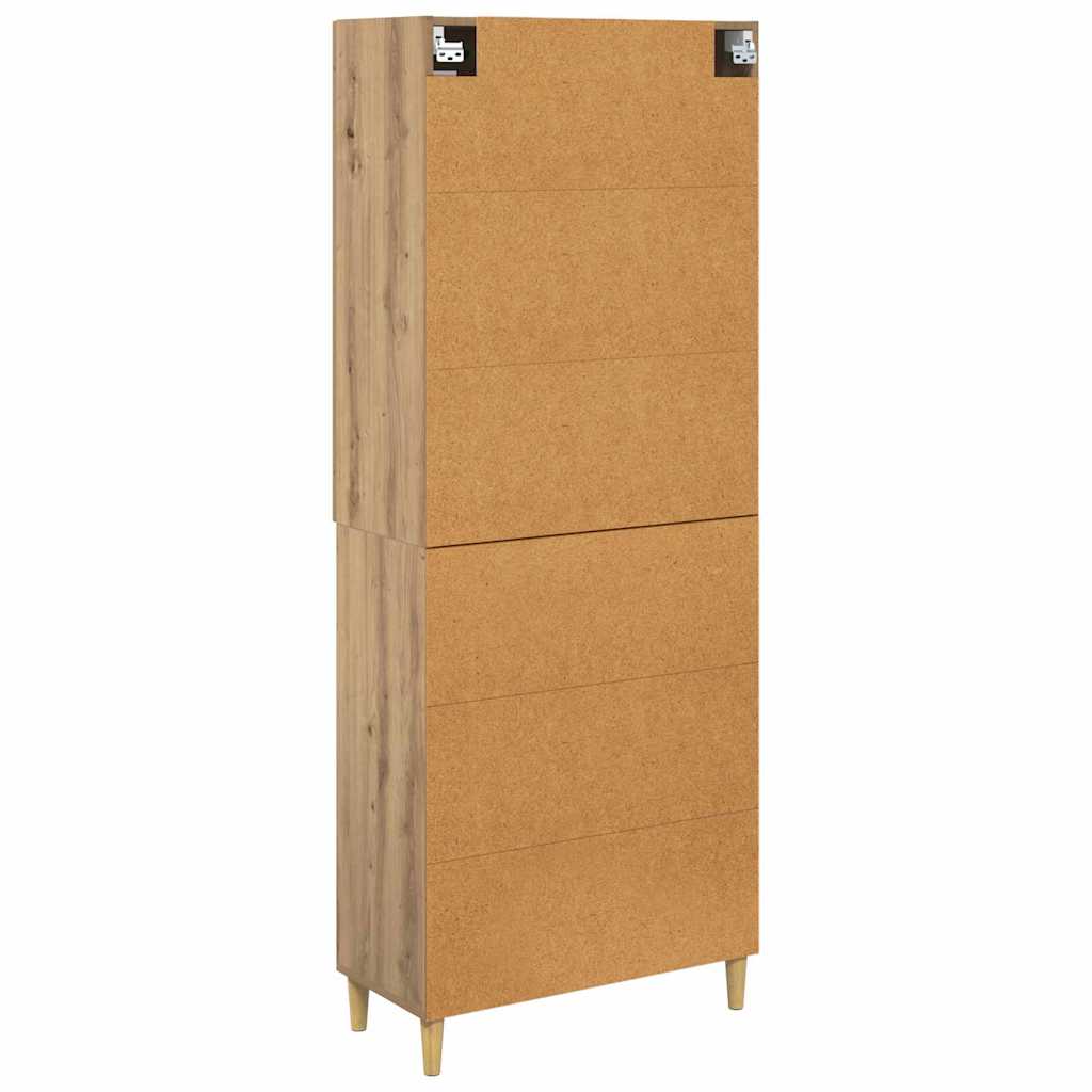 Highboard Artisan Egetræ 69,5 x 34 x 180 cm Ingeniørtræ og glas