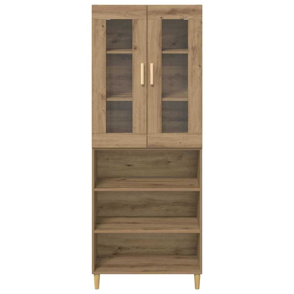 Highboard Artisan Egetræ 69,5 x 34 x 180 cm Ingeniørtræ og glas