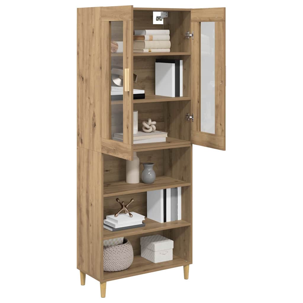 Highboard Artisan Egetræ 69,5 x 34 x 180 cm Ingeniørtræ og glas