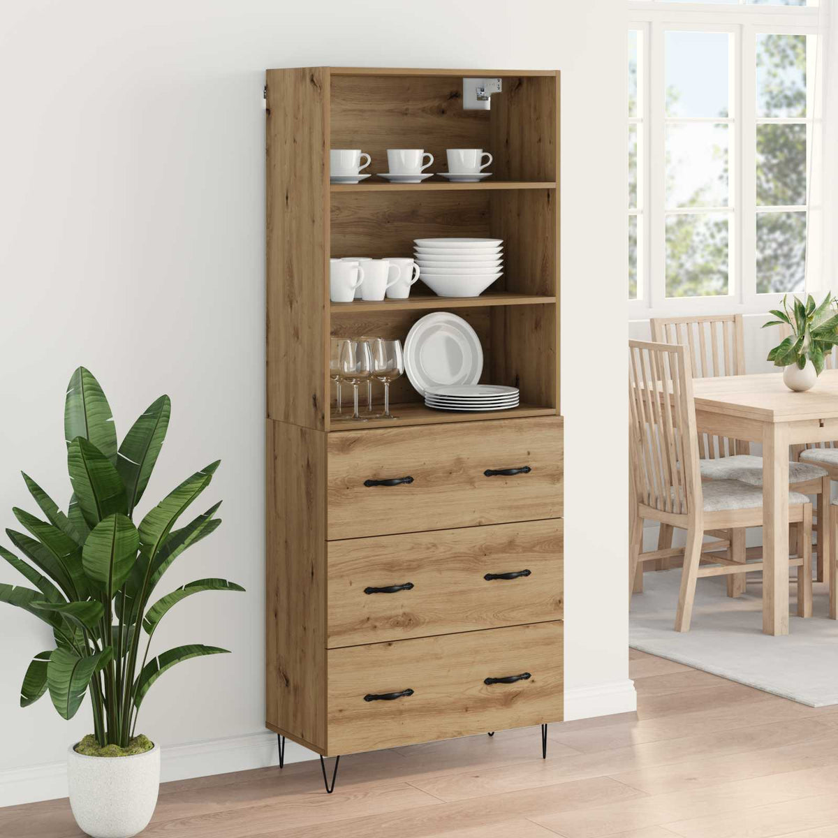 Highboard 2 stk. Artisan Egetræ 69,5 x 34 x 180 cm