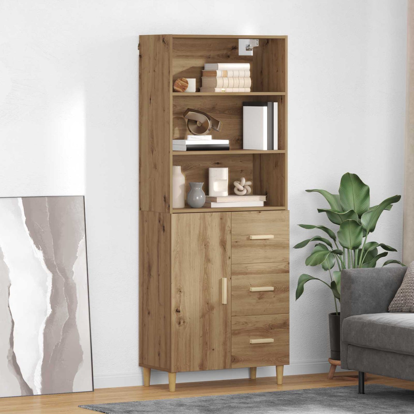 Highboard Artisan Egetræ 69,5 x 32,5 x 180 cm Konstrueret træ