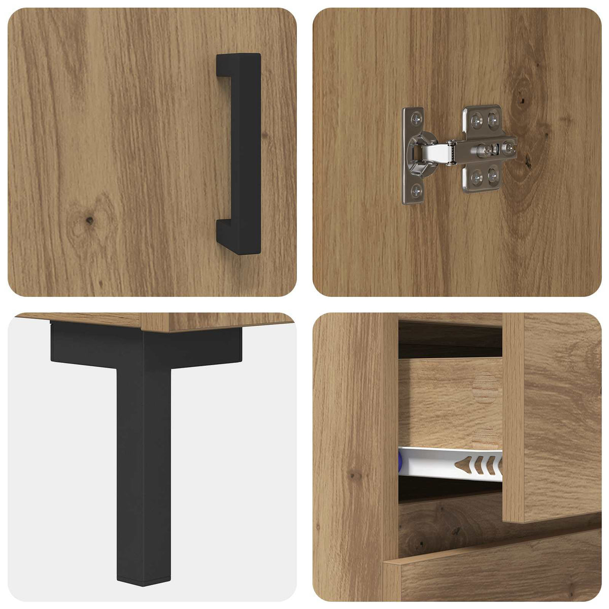 Highboard Artisan Egetræ 69,5 x 34 x 180 cm Konstrueret træ