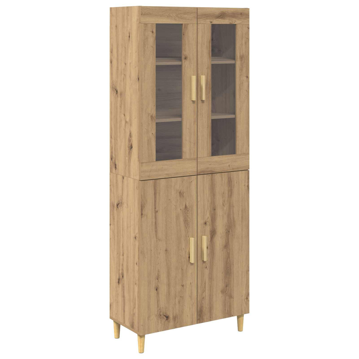 Highboard Artisan Egetræ 69,5 x 34 x 180 cm Ingeniørtræ og glas